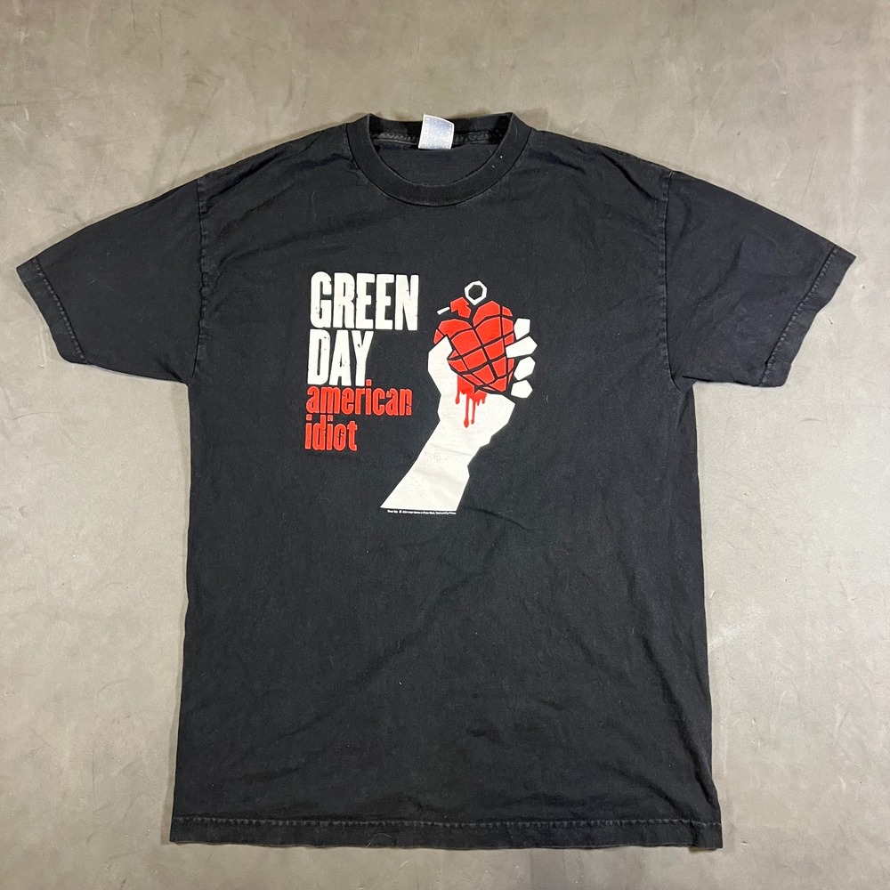 Vintage Green Day American Idiot T-Shirt Men Large Black 2004 Official Band Tee